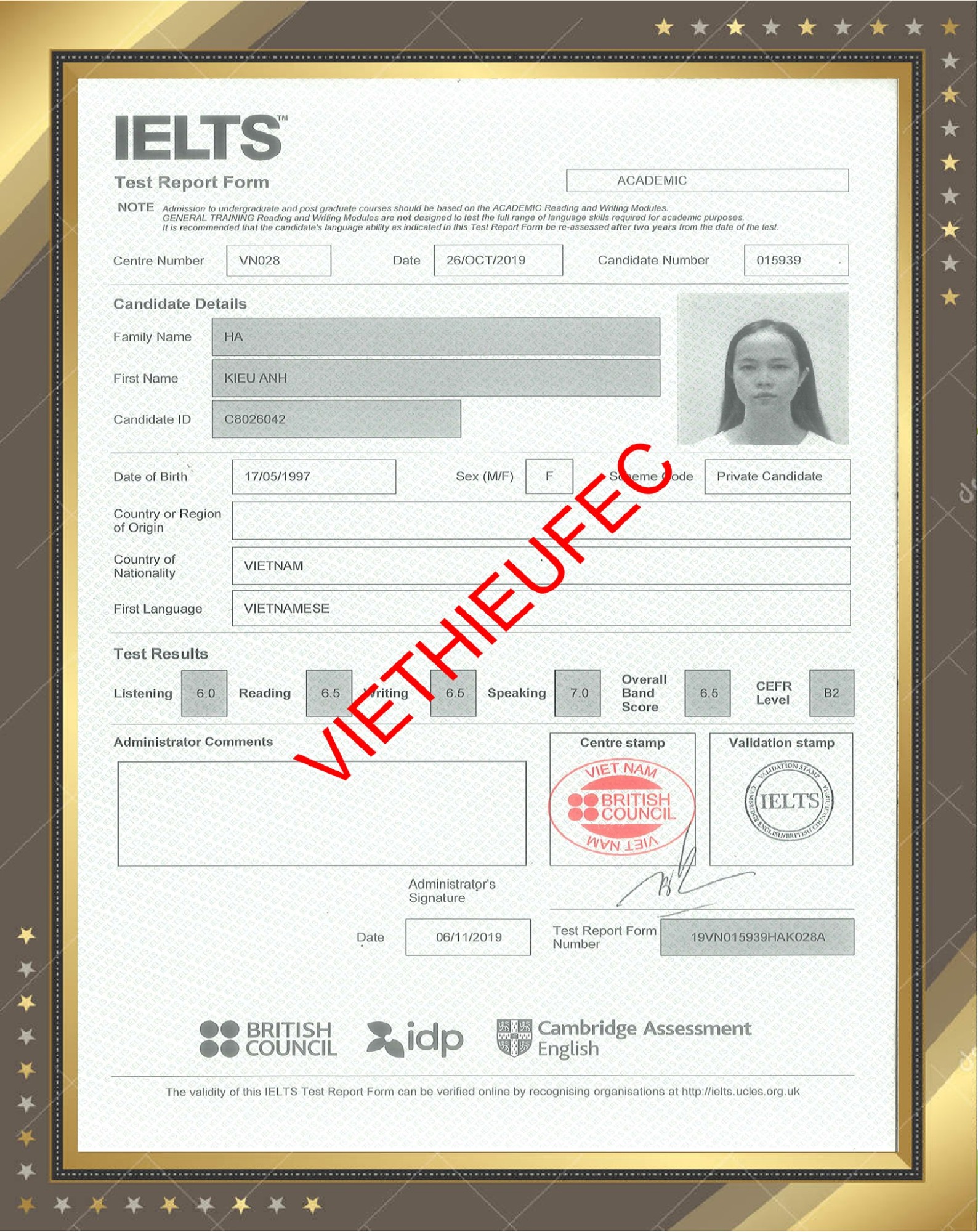 HÀ KIỀU ANH - VINH DANH HỌC VIÊN HOÀN THÀNH KHÓA GIAO TIẾP KẾT HỢP THI IELTS TẠI VIỆT HIẾU FEC